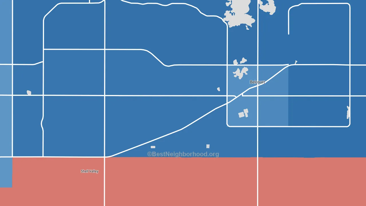 Belcourt, ND block-group political-lean map