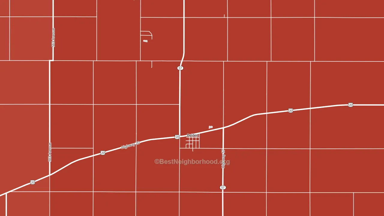 Belden, NE block-group political-lean map