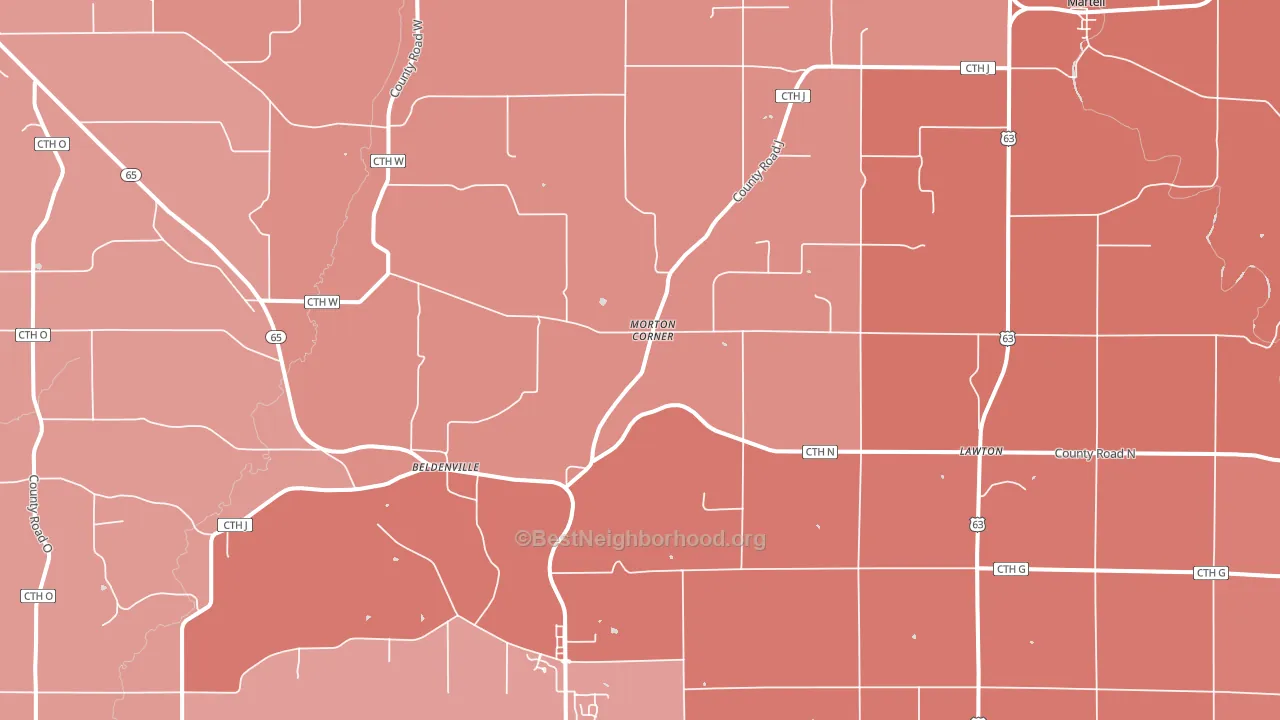 Beldenville, WI block-group political-lean map