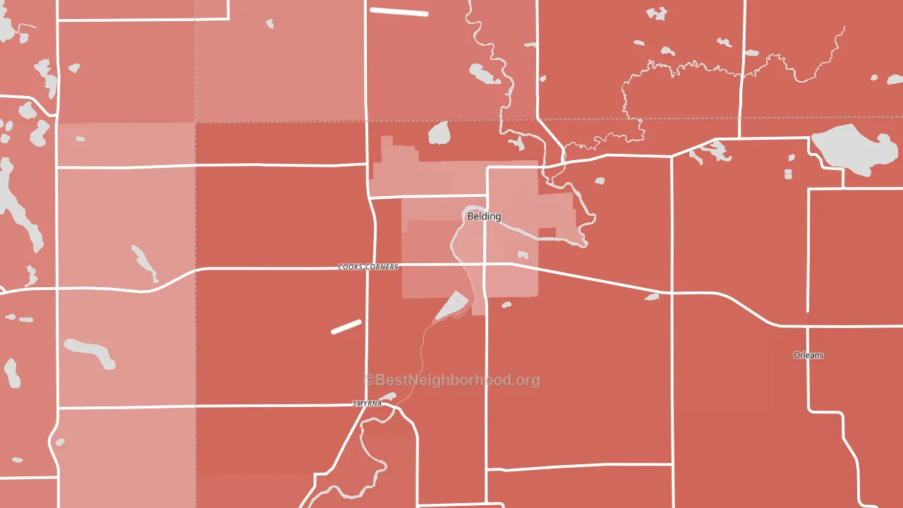 Belding, MI block-group political-lean map
