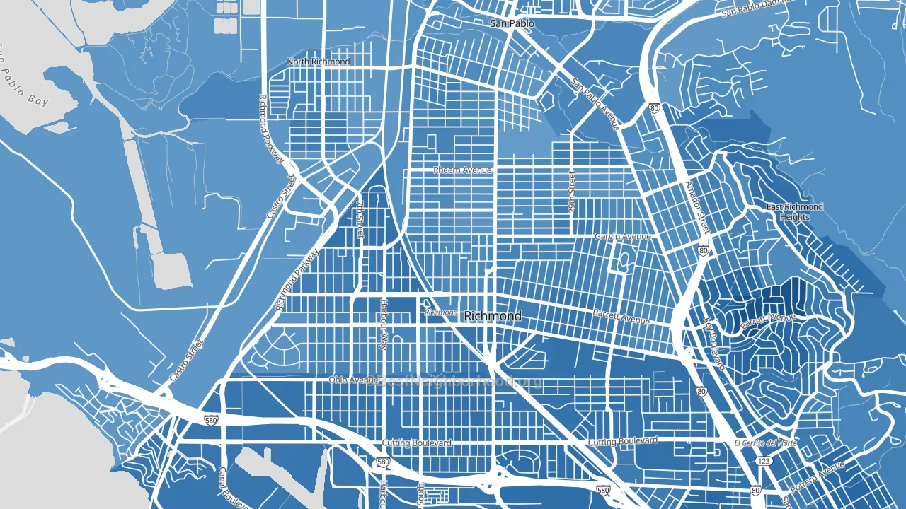Belding Woods, Richmond, CA block-group political-lean map