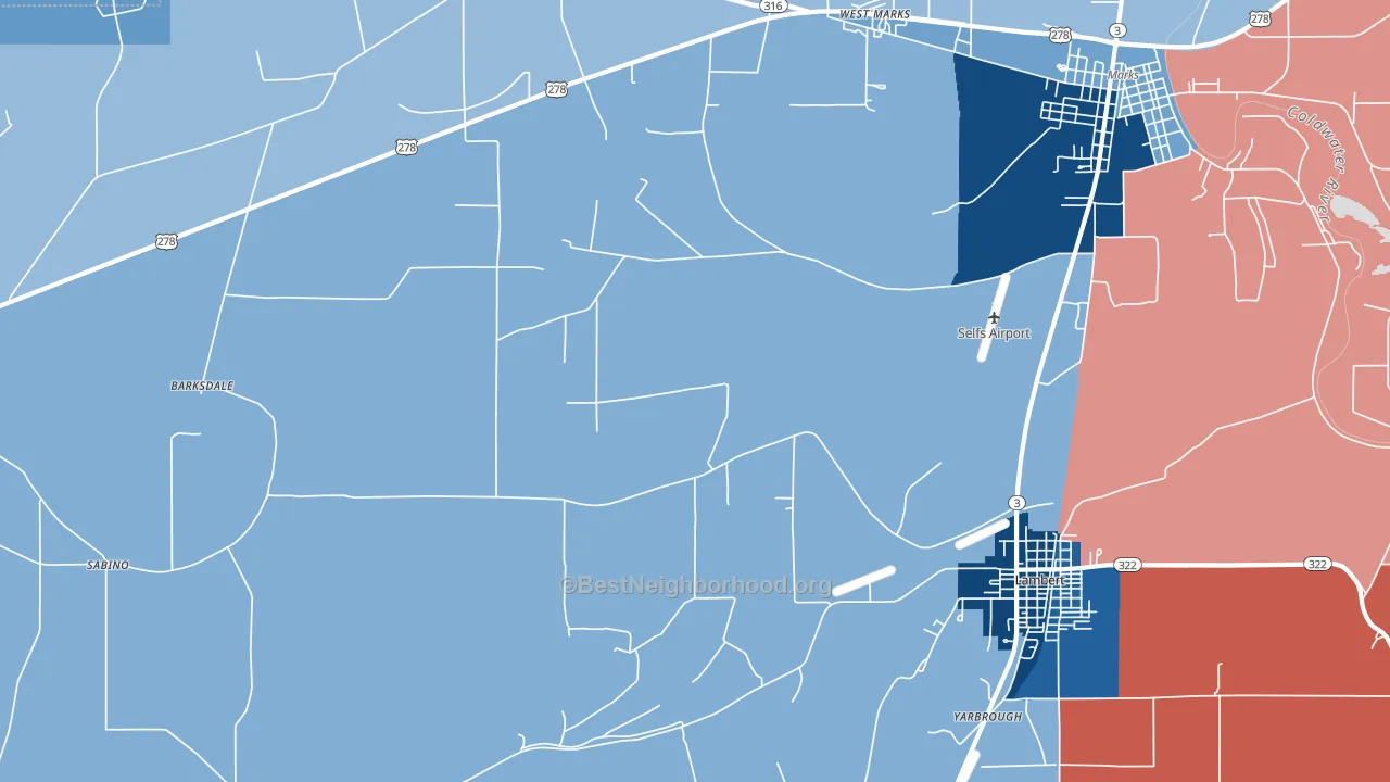 Belen, MS block-group political-lean map