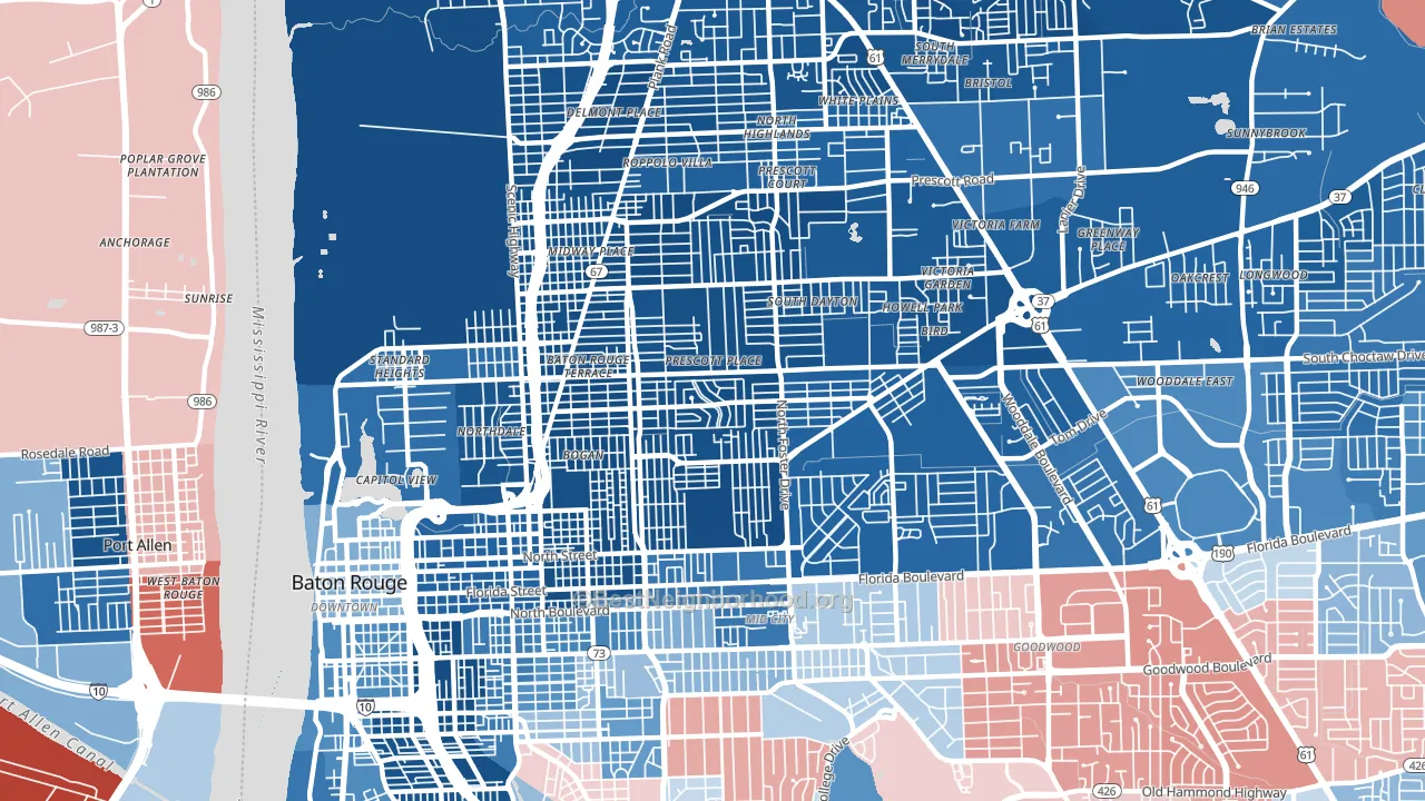 Belfair, Baton Rouge, LA block-group political-lean map