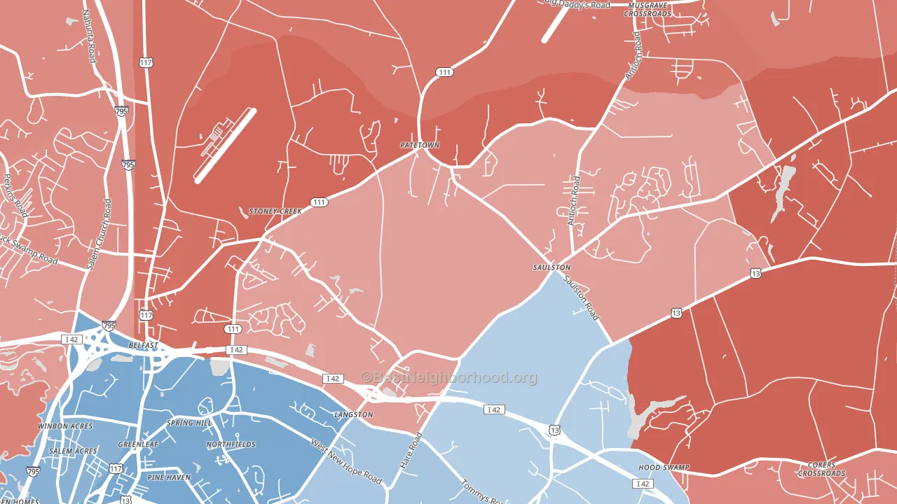 Belfast, NC block-group political-lean map