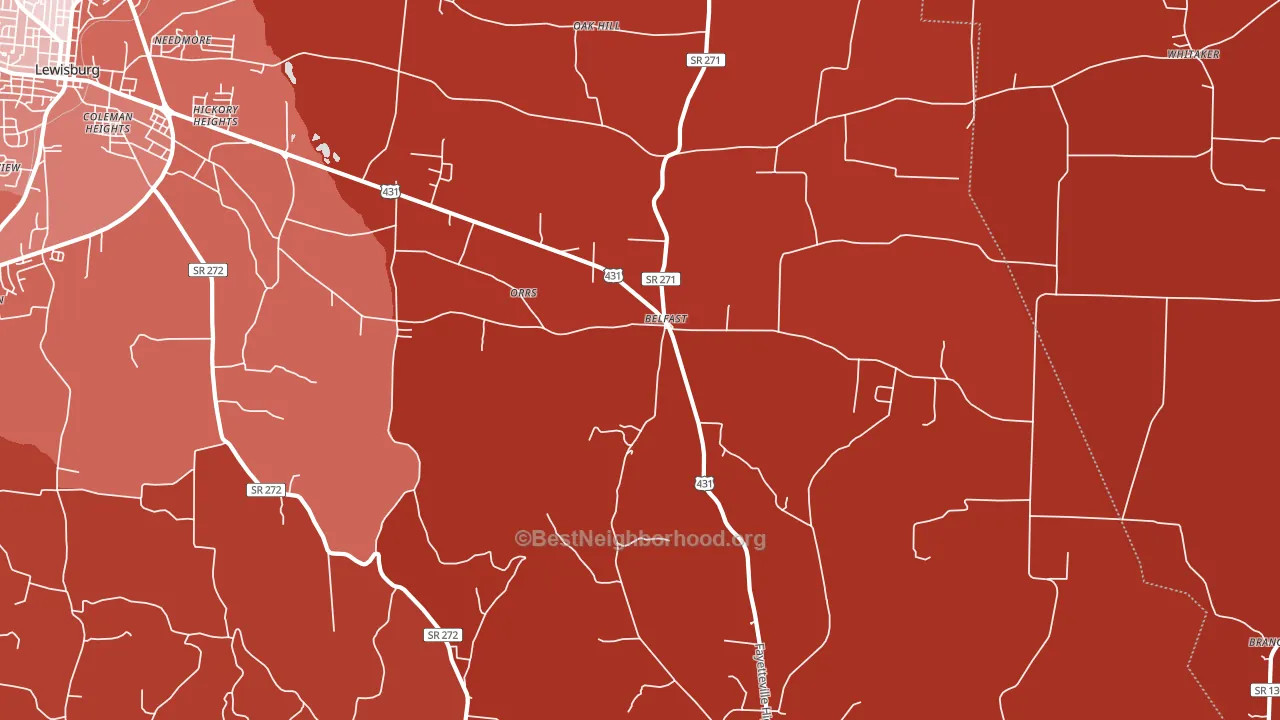 Belfast, TN block-group political-lean map