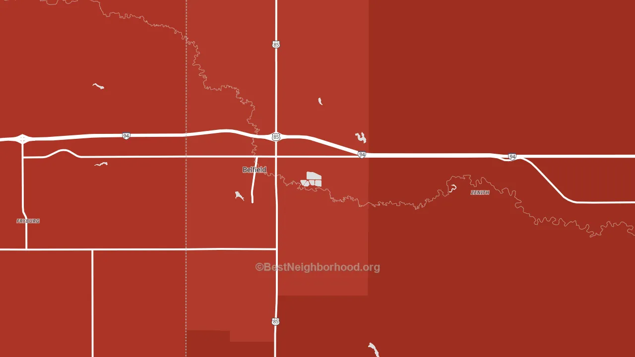 Belfield, ND block-group political-lean map
