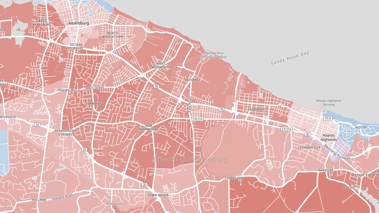 Belford, NJ block-group political-lean map