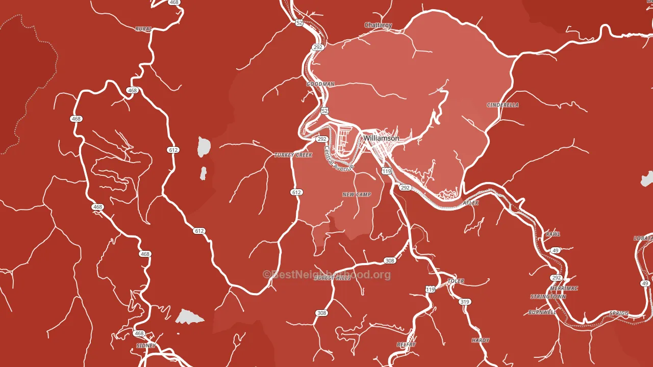 Belfry, KY block-group political-lean map