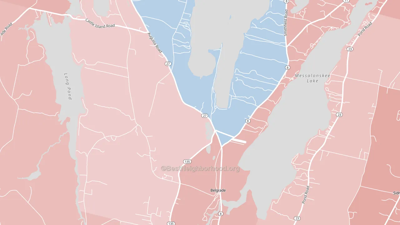 Belgrade, ME block-group political-lean map