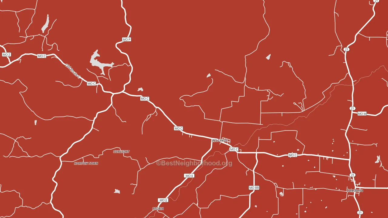 Belgrade, MO block-group political-lean map