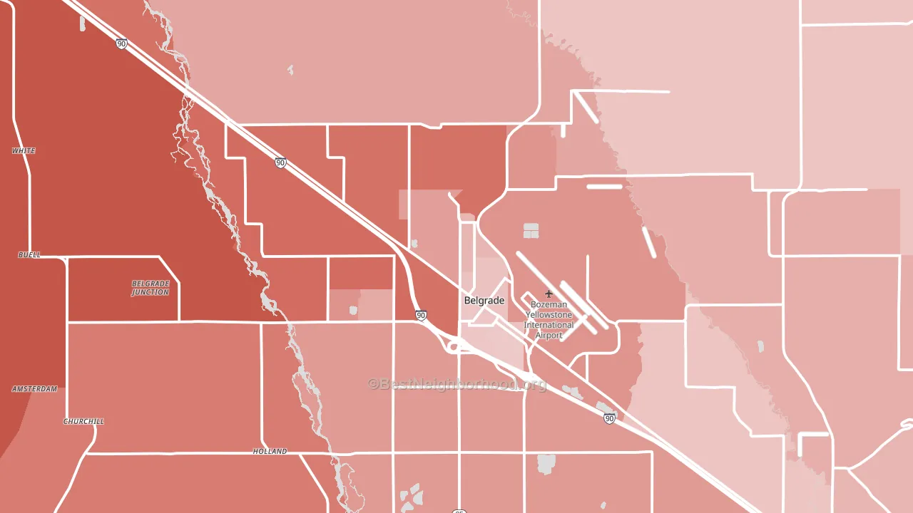 Belgrade, MT block-group political-lean map