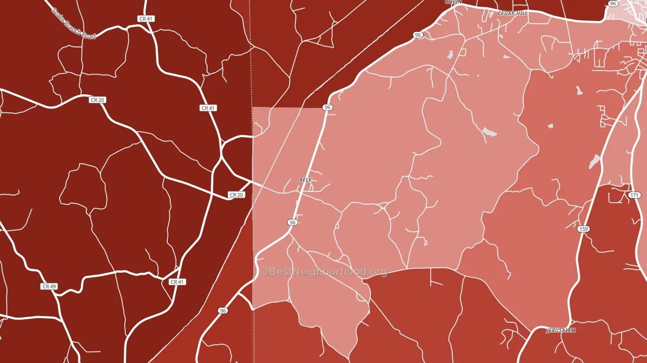 Belk, AL block-group political-lean map