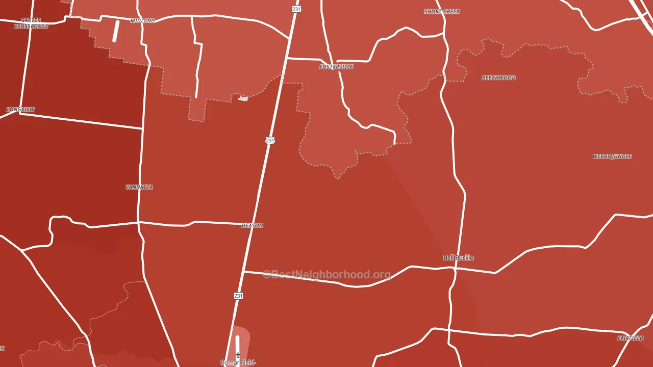 Bell Buckle, TN block-group political-lean map