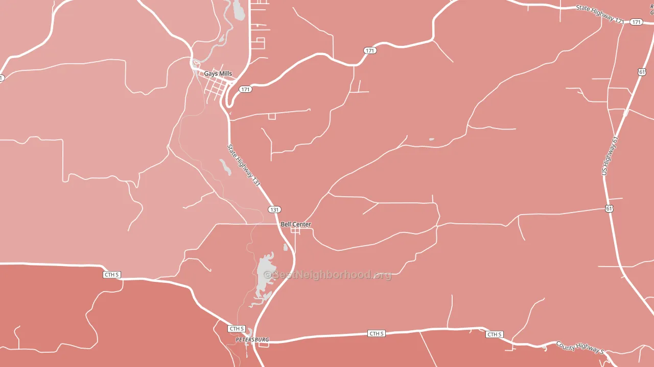 Bell Center, WI block-group political-lean map