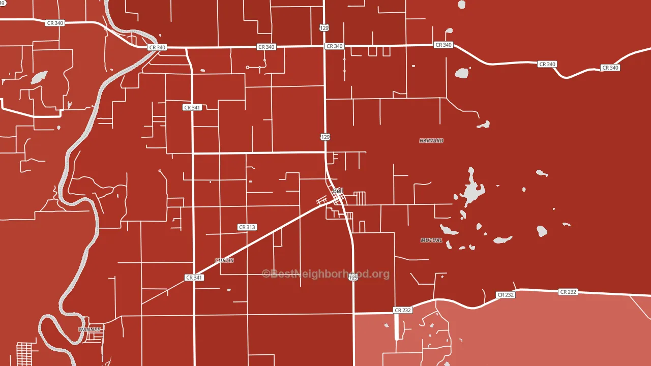 Bell, FL block-group political-lean map