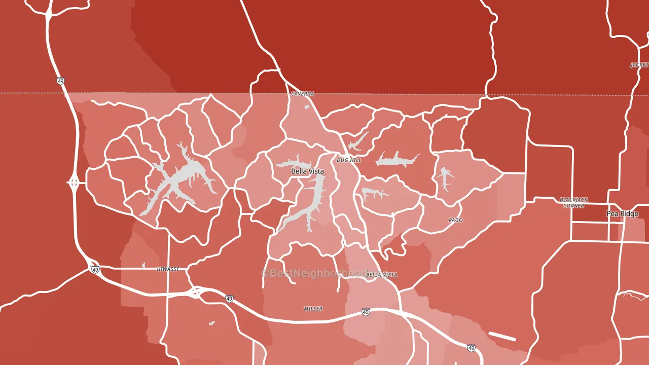 Bella Vista, AR block-group political-lean map