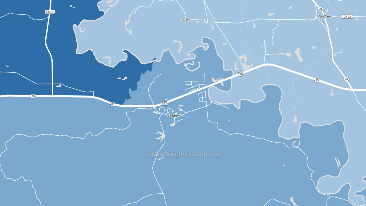 Bellamy, AL block-group political-lean map