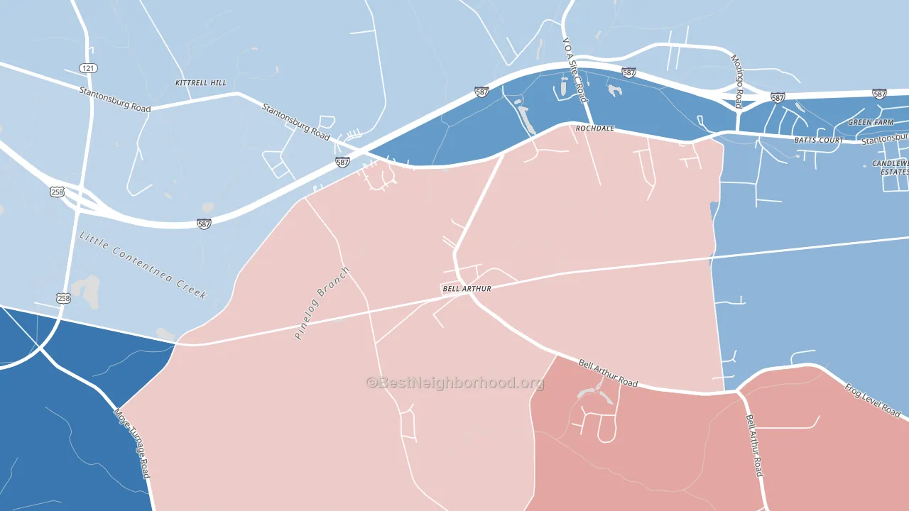 Bellarthur, NC block-group political-lean map