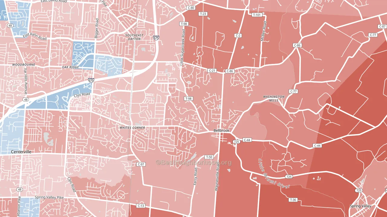 Bellbrook, OH block-group political-lean map