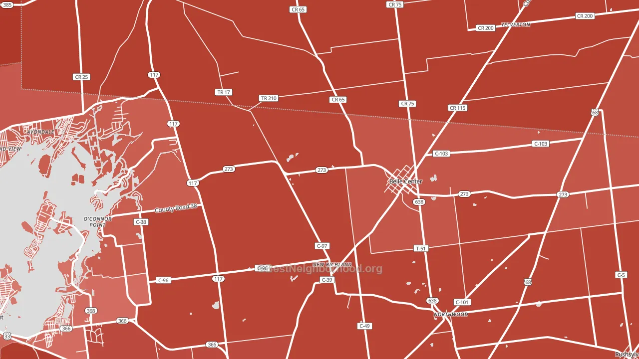 Belle Center, OH block-group political-lean map