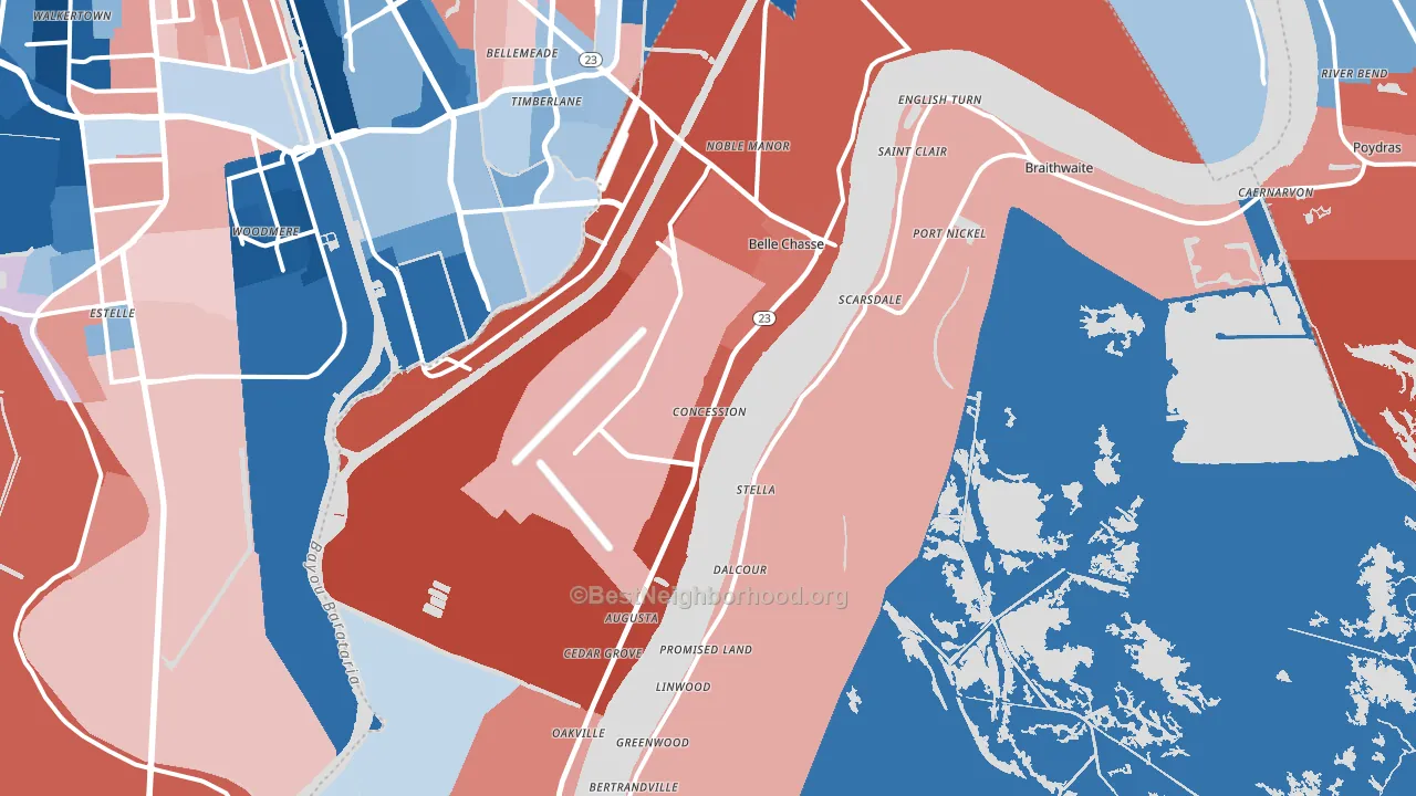 Belle Chasse, LA block-group political-lean map
