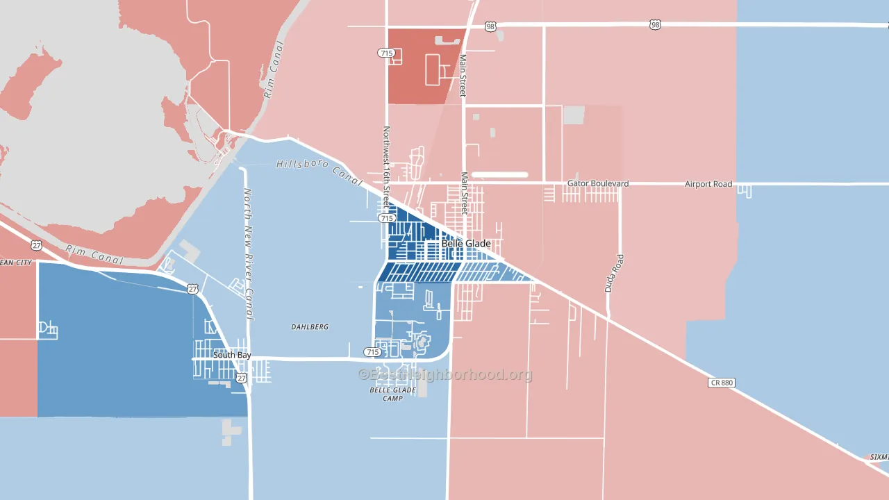 Belle Glade, FL block-group political-lean map