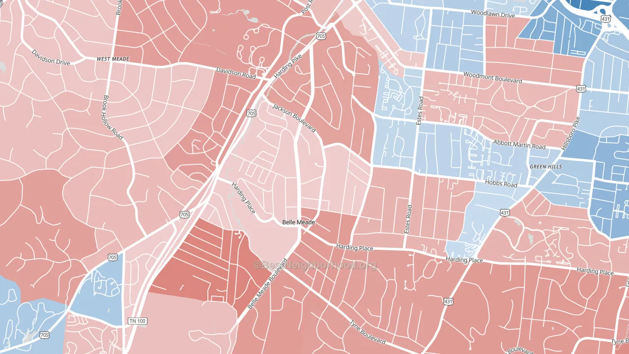 Belle Meade, TN block-group political-lean map