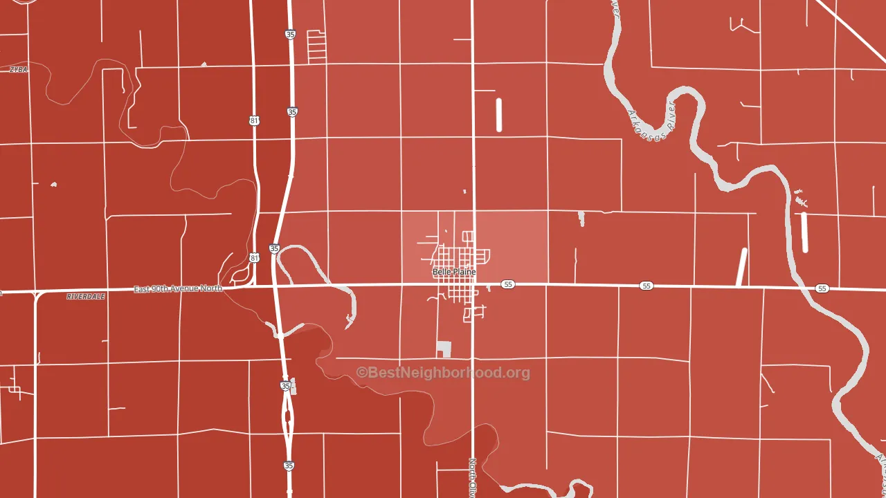 Belle Plaine, KS block-group political-lean map