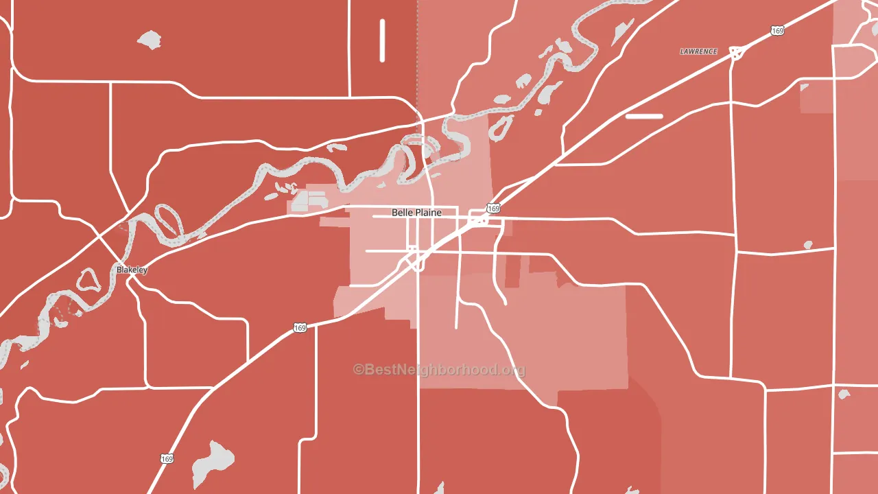 Belle Plaine, MN block-group political-lean map