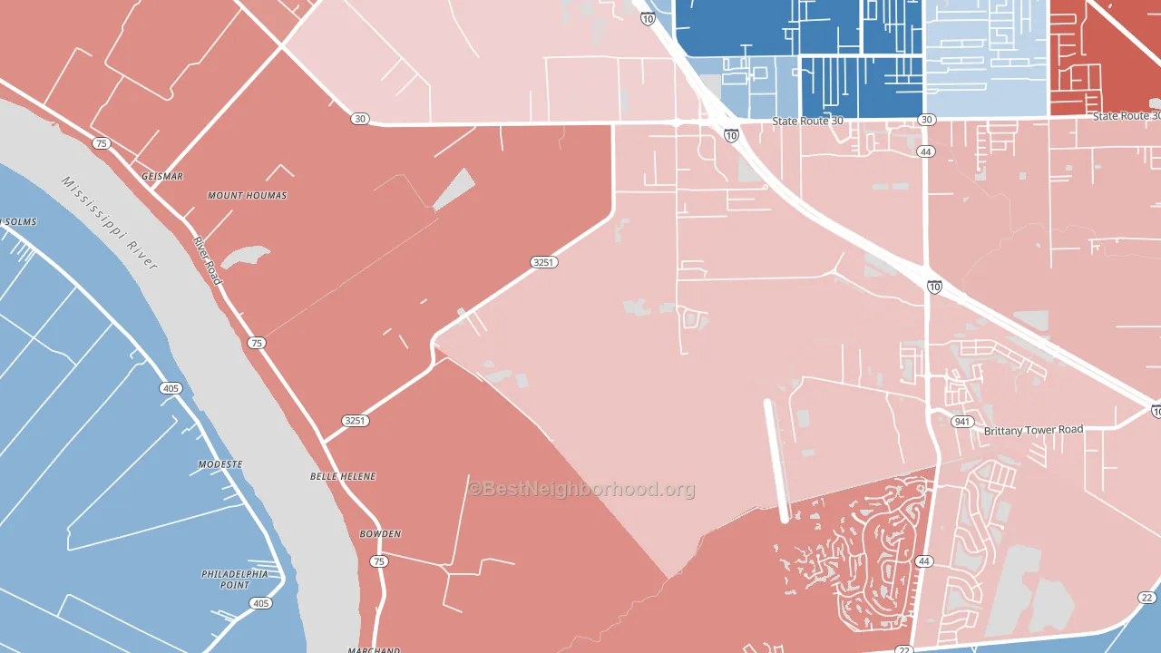 Belle Terre, LA block-group political-lean map