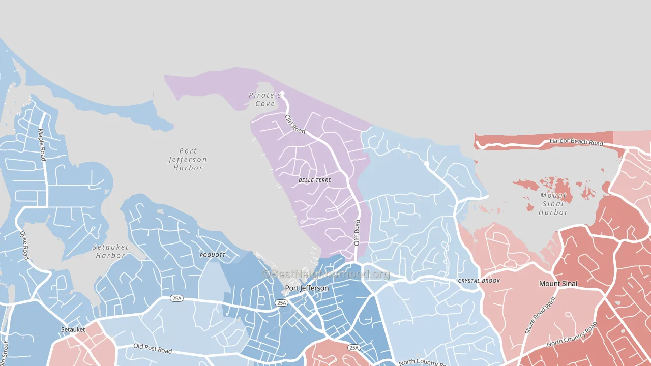 Belle Terre, NY block-group political-lean map