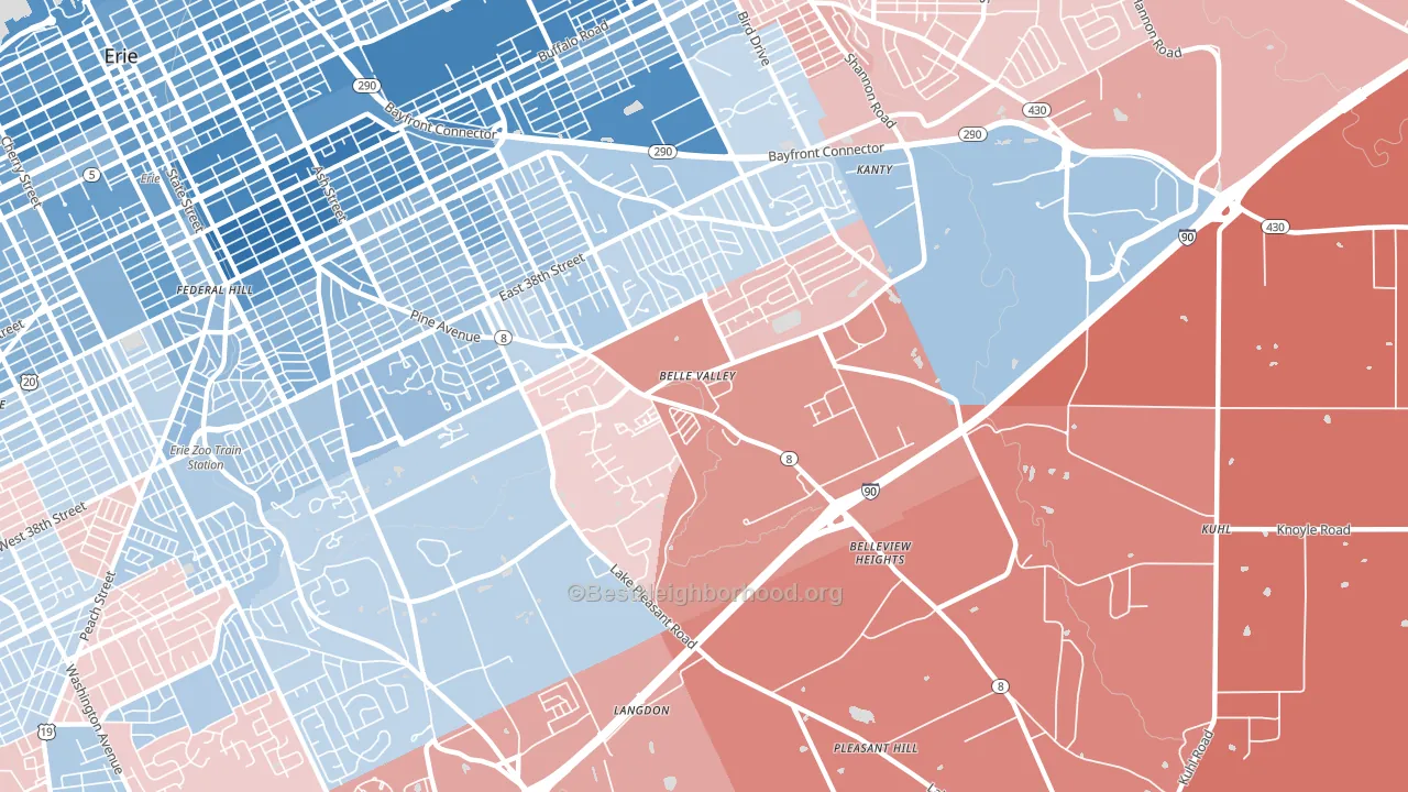 Belle Valley, Erie, PA block-group political-lean map