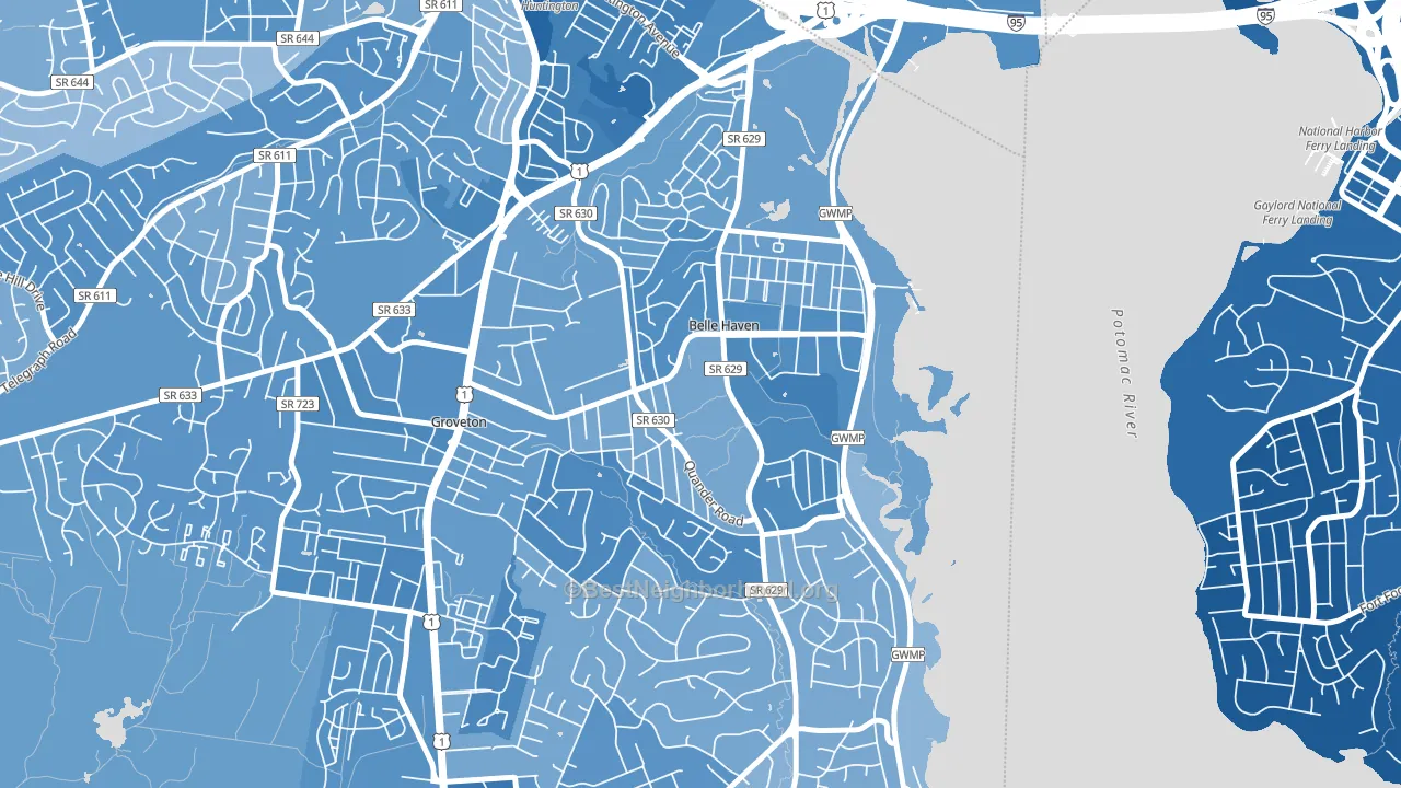 Belle View, VA block-group political-lean map