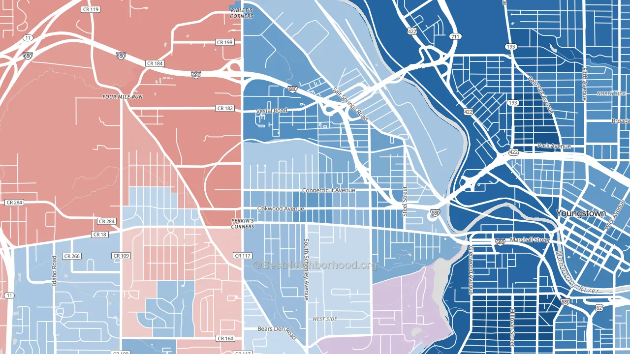 Belle Vista, Youngstown, OH block-group political-lean map