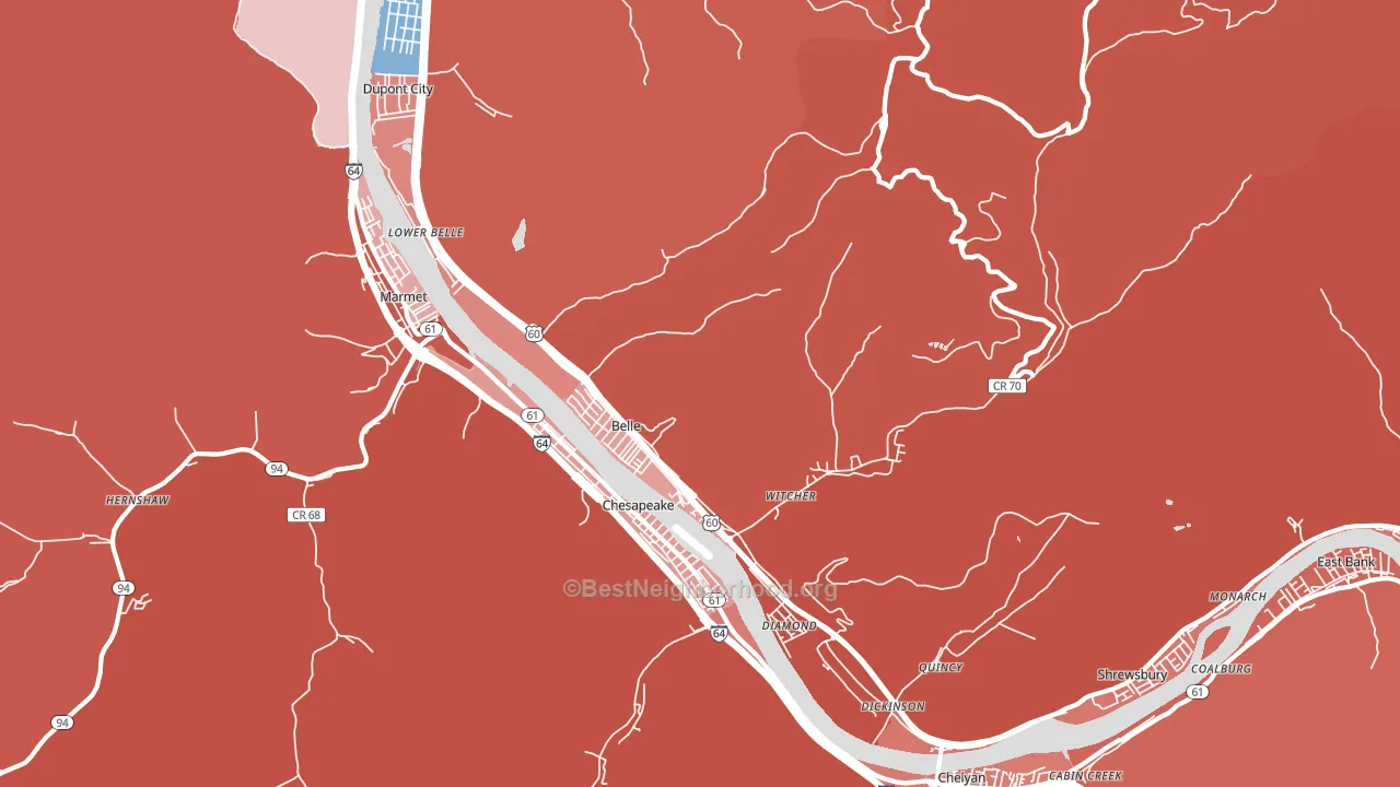 Belle, WV block-group political-lean map