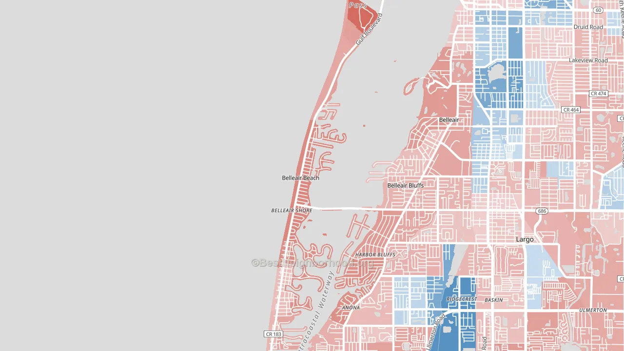 Belleair Beach, FL block-group political-lean map