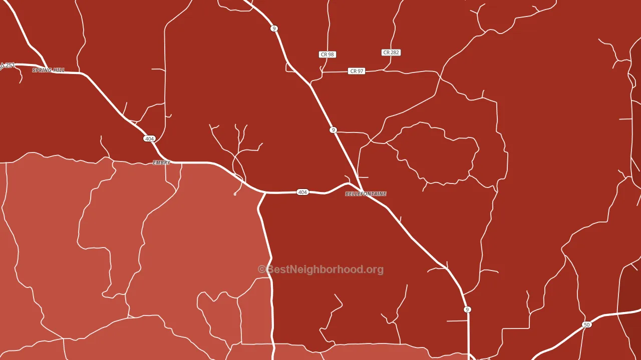 Bellefontaine, MS block-group political-lean map