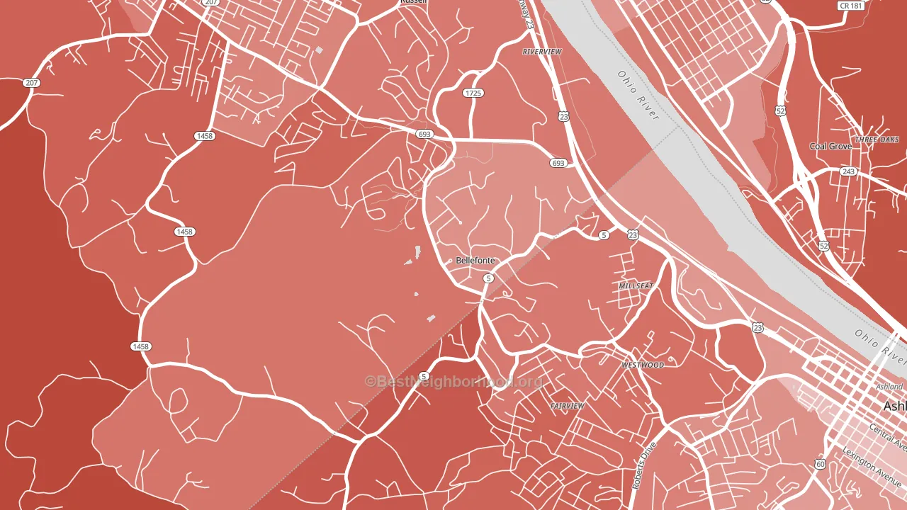 Bellefonte, KY block-group political-lean map