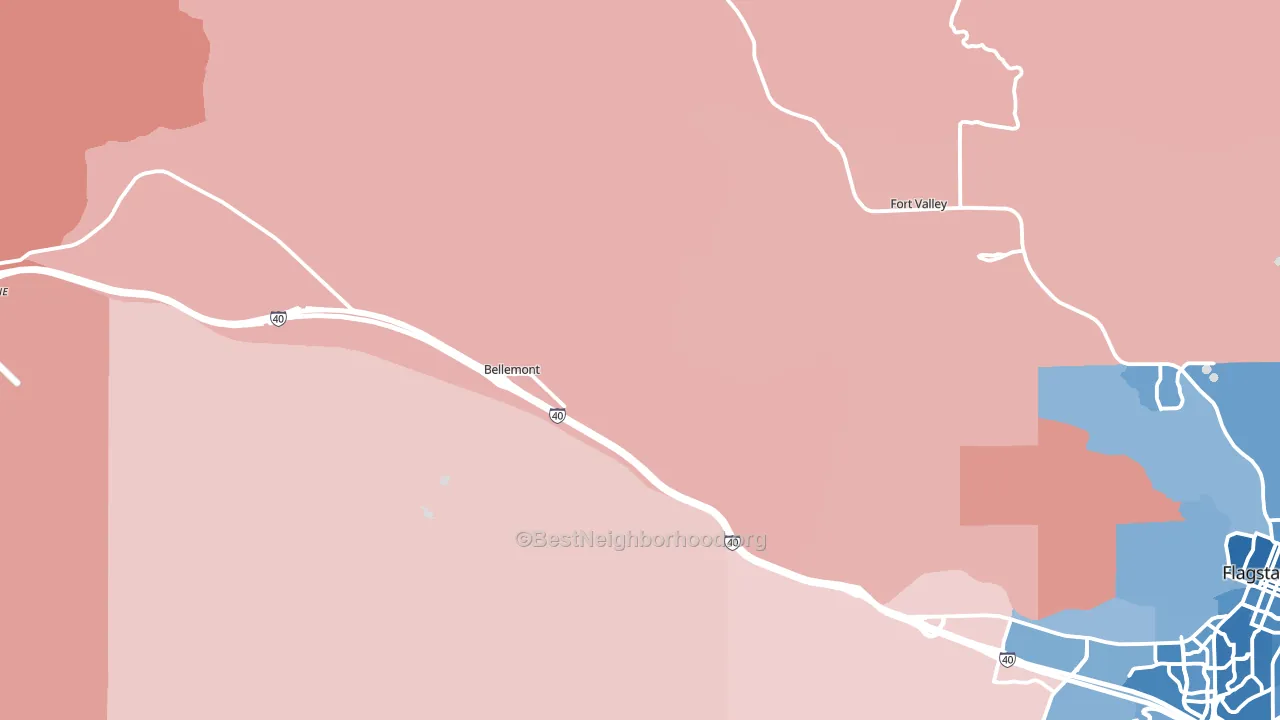 Bellemont, AZ block-group political-lean map