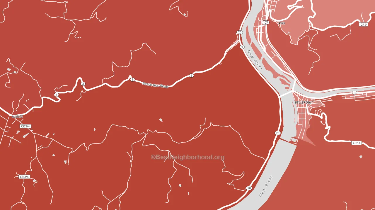 Bellepoint, WV block-group political-lean map