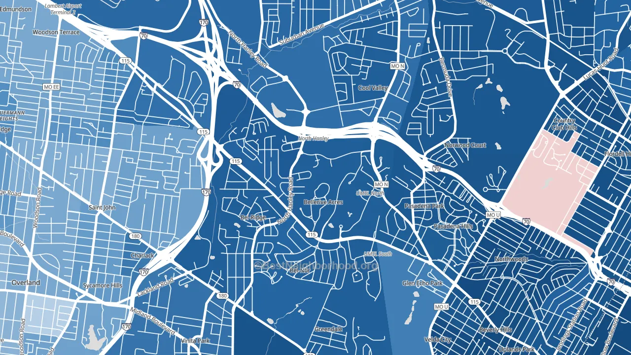 Bellerive, MO block-group political-lean map