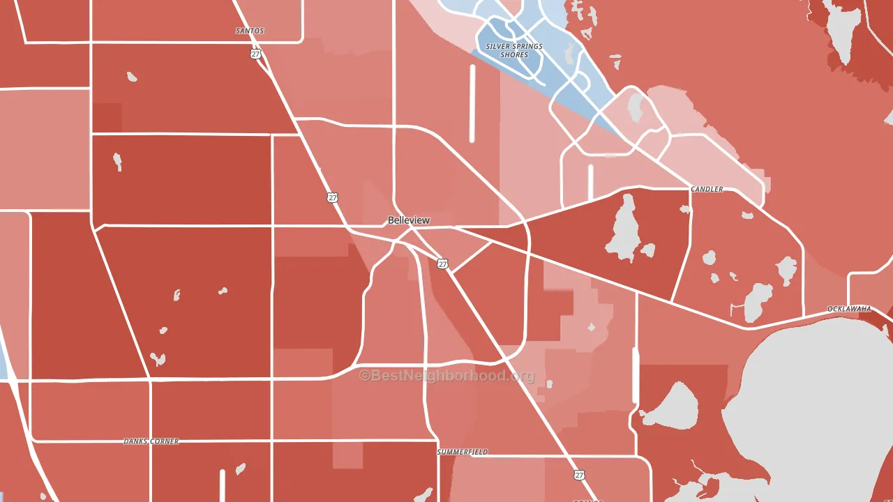 Belleview, FL block-group political-lean map