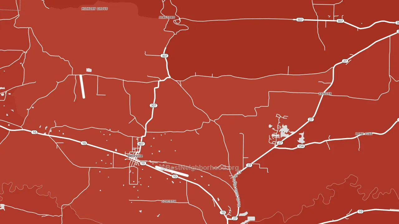 Belleville, AR block-group political-lean map