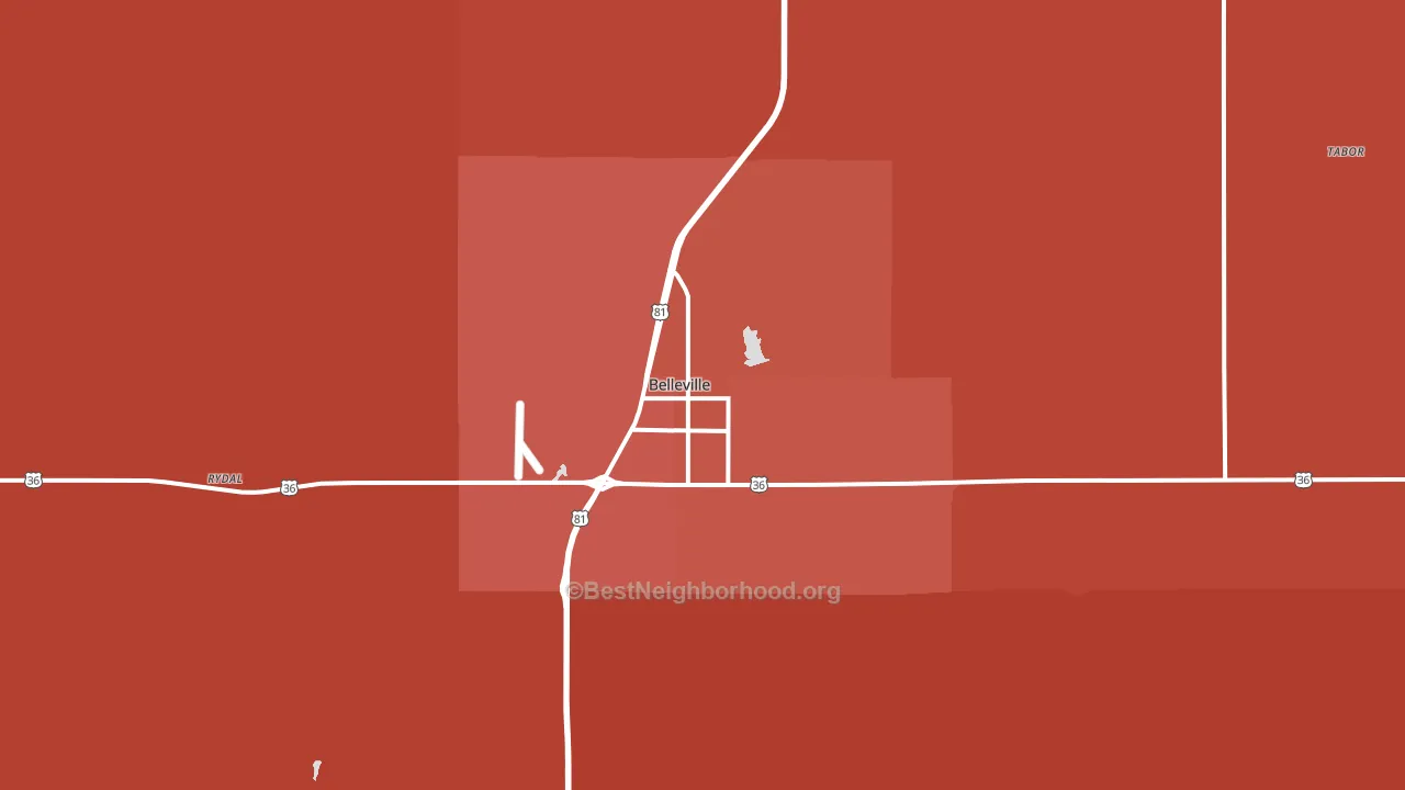 Belleville, KS block-group political-lean map