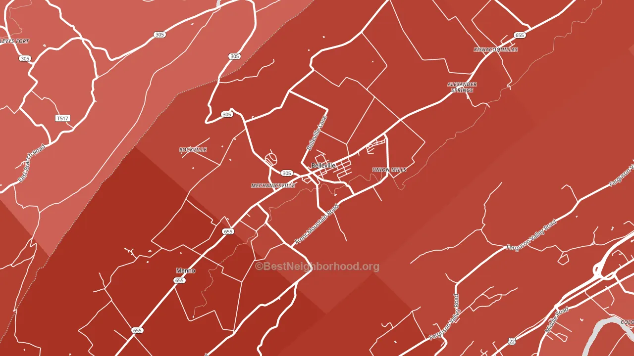 Belleville, PA block-group political-lean map