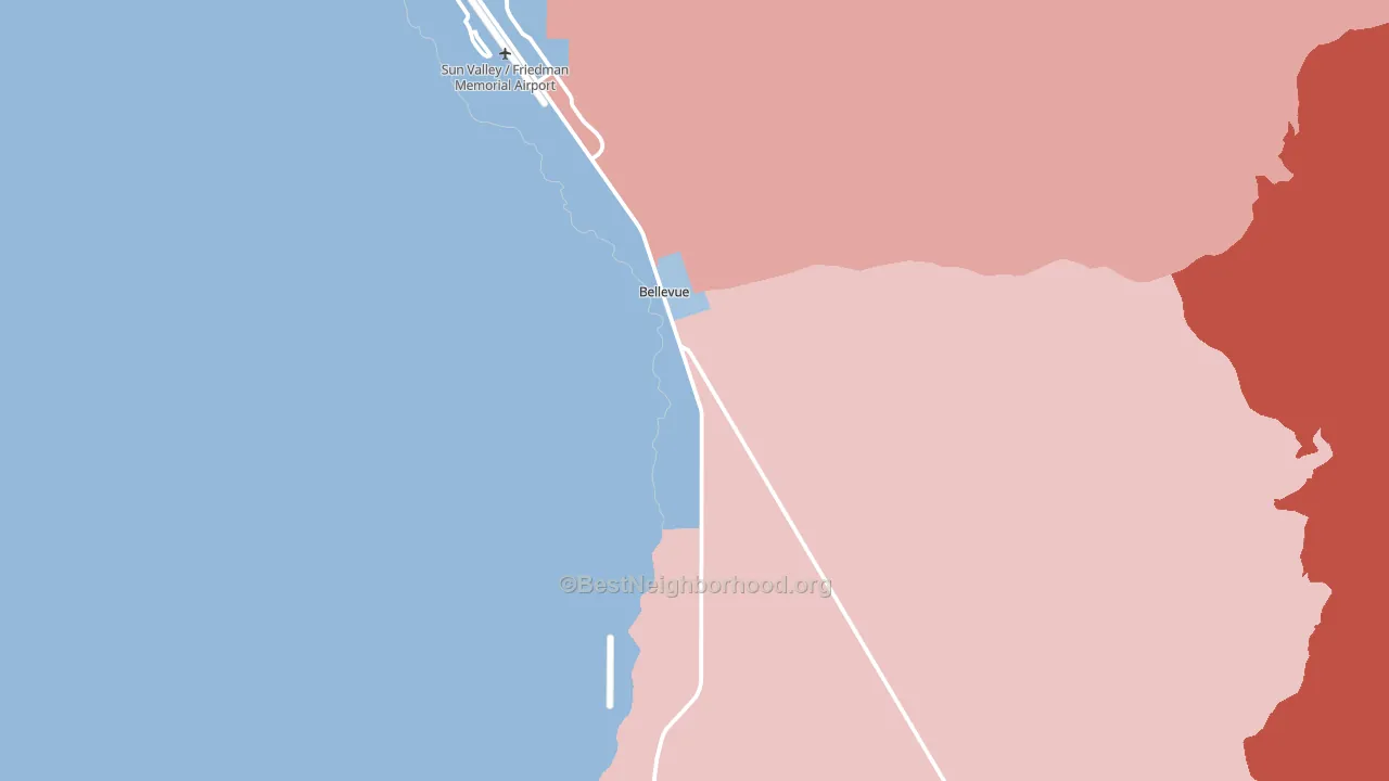 Bellevue, ID block-group political-lean map