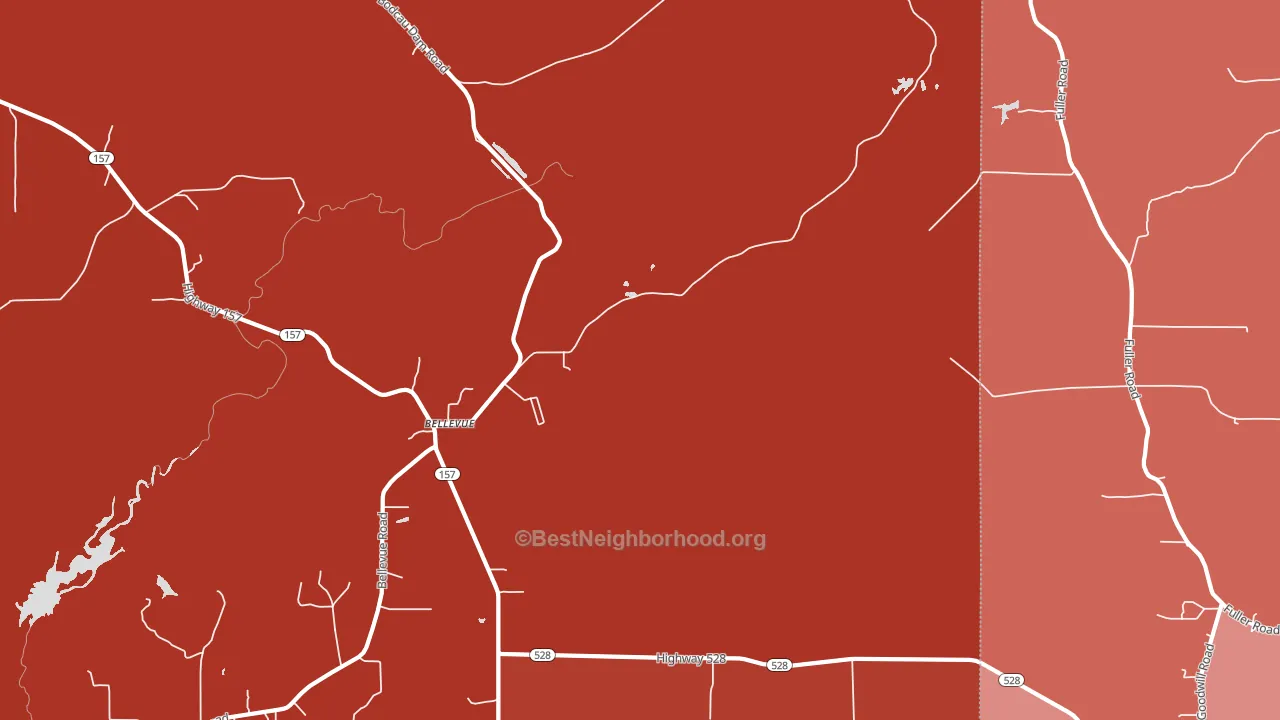 Bellevue, LA block-group political-lean map