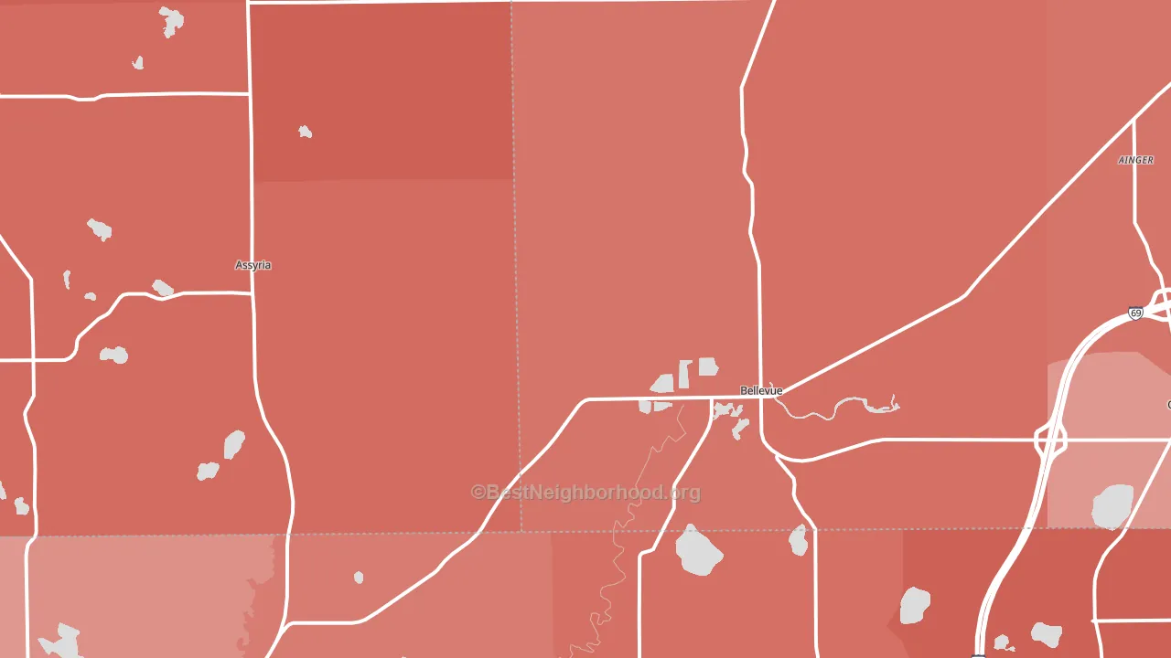 Bellevue, MI block-group political-lean map