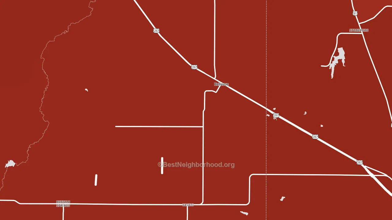 Bellevue, TX block-group political-lean map