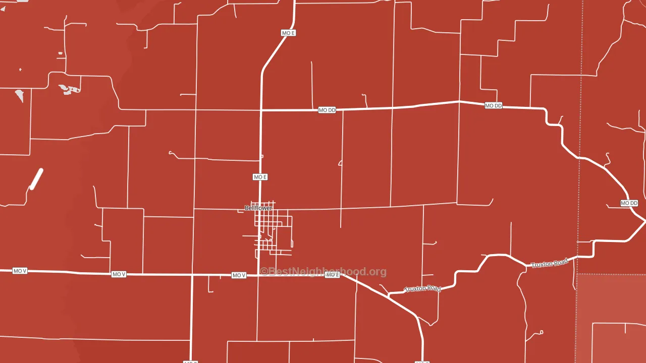 Bellflower, MO block-group political-lean map